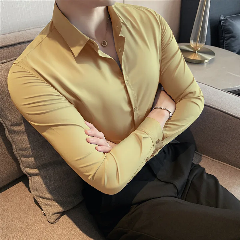 Brand Clothing Men Spring High Quality Business Long-sleeved Shirts/Male Slim Fit Fashion Office Dress Shirts Plus Size M-4XL