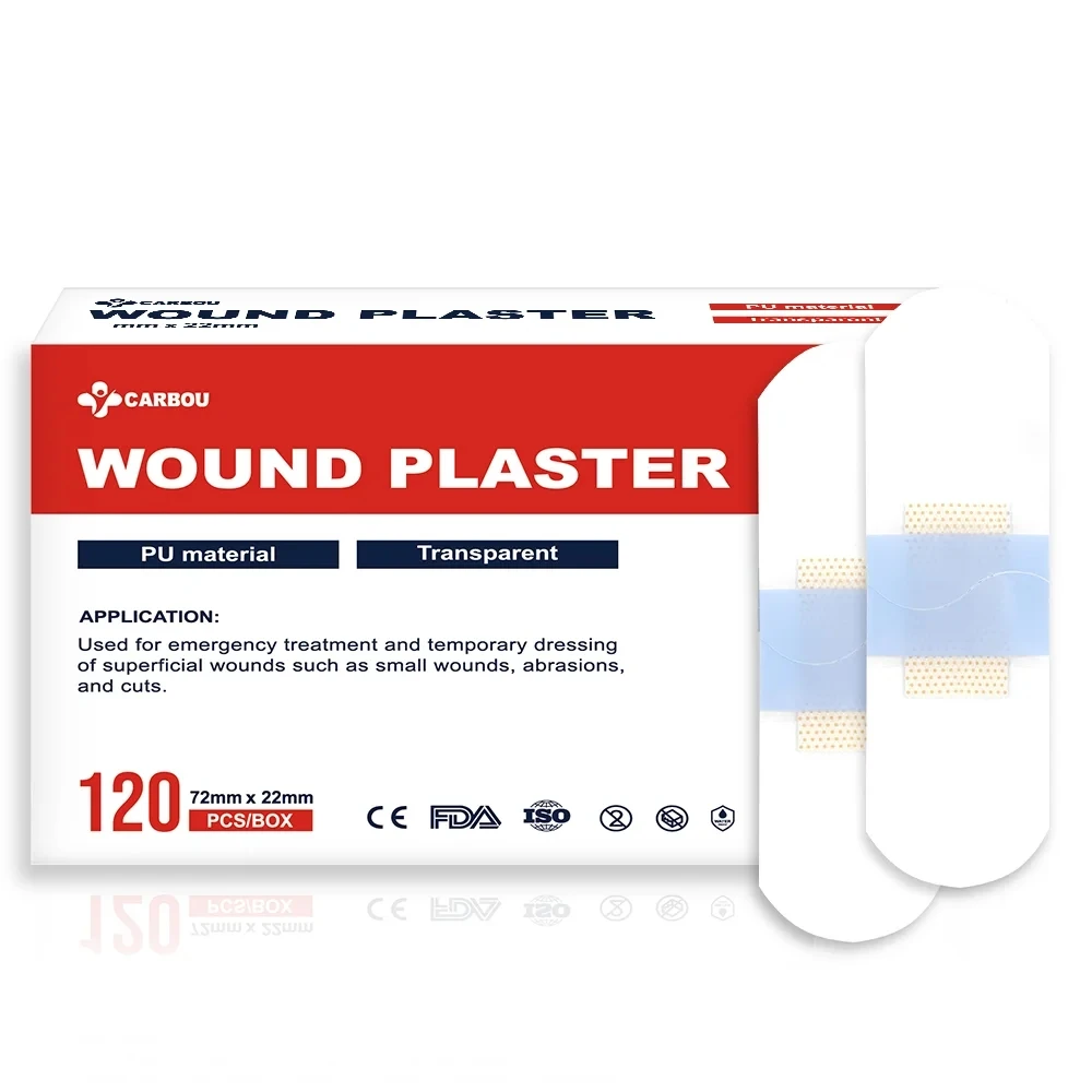 Adhesive Plaster 120pcs PU Transparent Waterproof Band Aid For Wound Sports Bathing