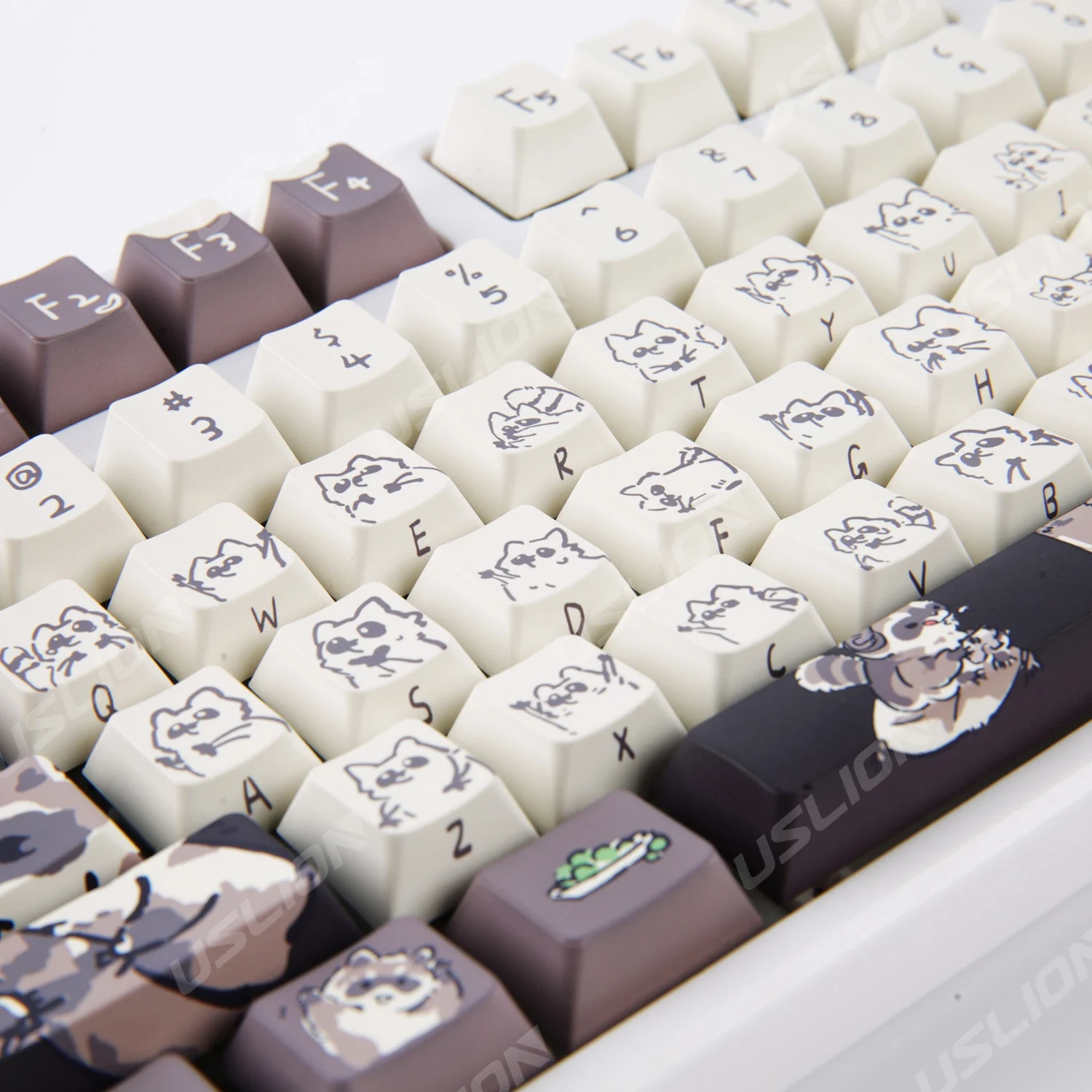 Bonito Tema Guaxinim Pbt Keycap Cereja Cap Teclado Perfil Teclado Mecânico Interruptor mx Tintura-sublimação 148 Chaves - Imagem 5