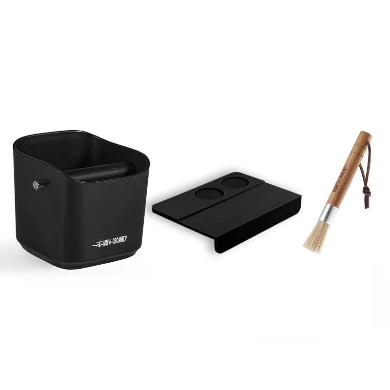 Set Di 3 Pezzi Espresso Knock Box Tappetino Per Caffè E Spazzola Per La Pulizia Knock Bar Rimovibile Base Antiscivolo Silicone Per Alimenti