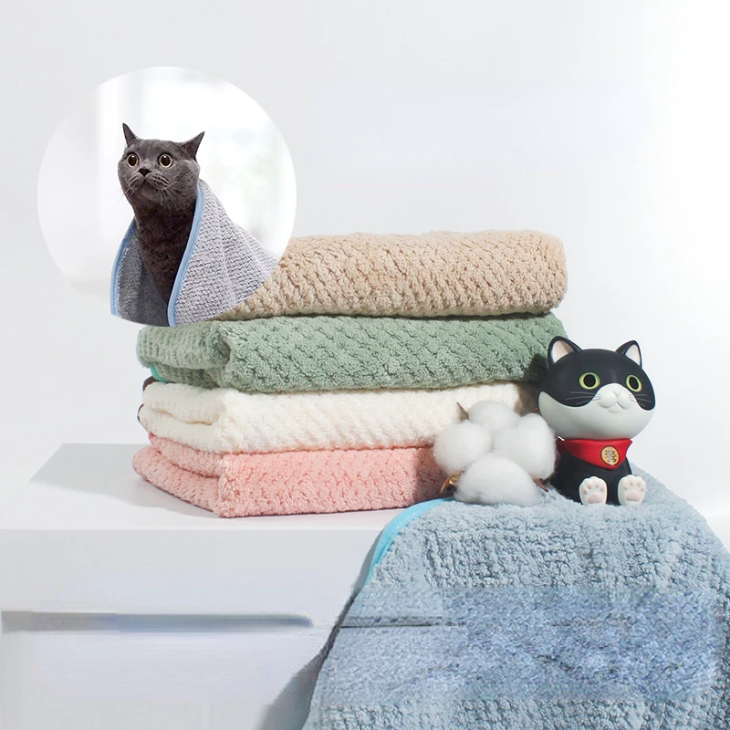

Quick Drying Soft Fiber Towels for Pet Absorbent Bath Towels for Cat and Dog Handy Cleaning Accessories