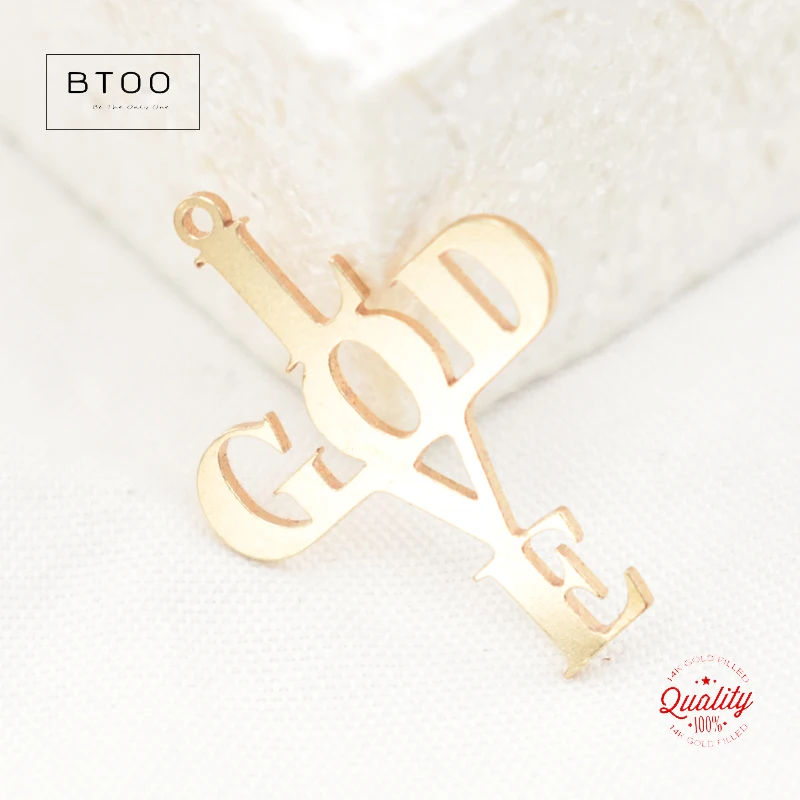 Letter Cross Pendant 14K Gold Filled Cross Connector Jewelry Accessories Handmade Necklace Pendants Making Jewelry Findings