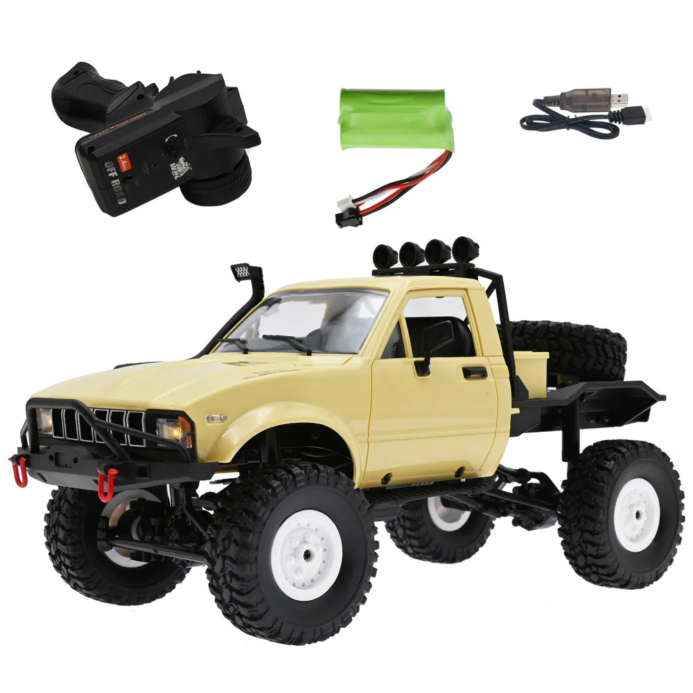 Wpl C14 1/16 Rc Pick Car 2.4g 4wd Off Road Rc Military Car Rock Crawler Truck Handle Full Proportional Control Rtr Rc Truck Toys 3
