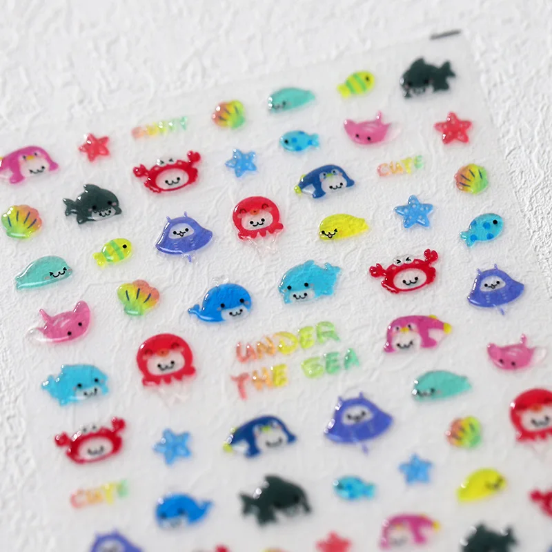 

[Meow.Sensei] Cartoon Jellyfish Nail Stickers Paper Ins Adhesive Nail Stickers Three-Dimensional Jelly Series M-189