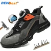 New breathable and wear-resistant steel toe cap anti smashing and stab wearing shoes with rotating button safety shoes
