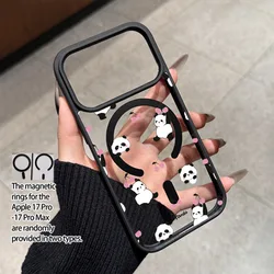 Cute Panda Cherry Magnetic Phone Case Cover - Galaxy S23 Ultra (Black)
