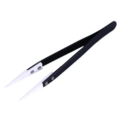 Precision Black Ceramic Tweezers with Stainless Steel Handle for Electronics Soldering