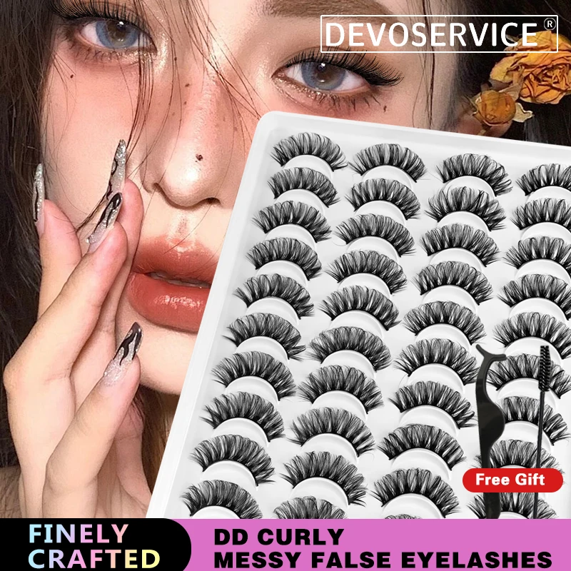 

20 Pairs Russian Strip Eyelashes Curl Fluffy False Eyelashes Makeup Volume Lash Extensions Devoservice Natural Lashes Wholesale