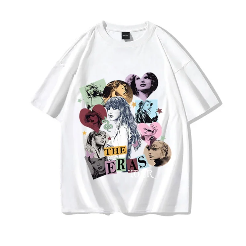 

Cotton T-Shirt Pop Star The Eras Tour Tshirts Men Women Oversized Tee Casual Crew Neck Trend American Singers Print T Shirt Tops