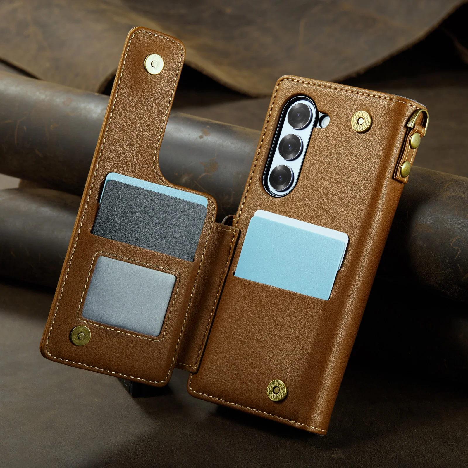 Stifthalter-Steckplatz RFID-blockierende Brieftaschenkarten Leder-Telefonhülle für Samsung Galaxy Z Fold 6 5G Handschlaufe Ständer Tasche Geldbörsenabdeckung_voghion.com