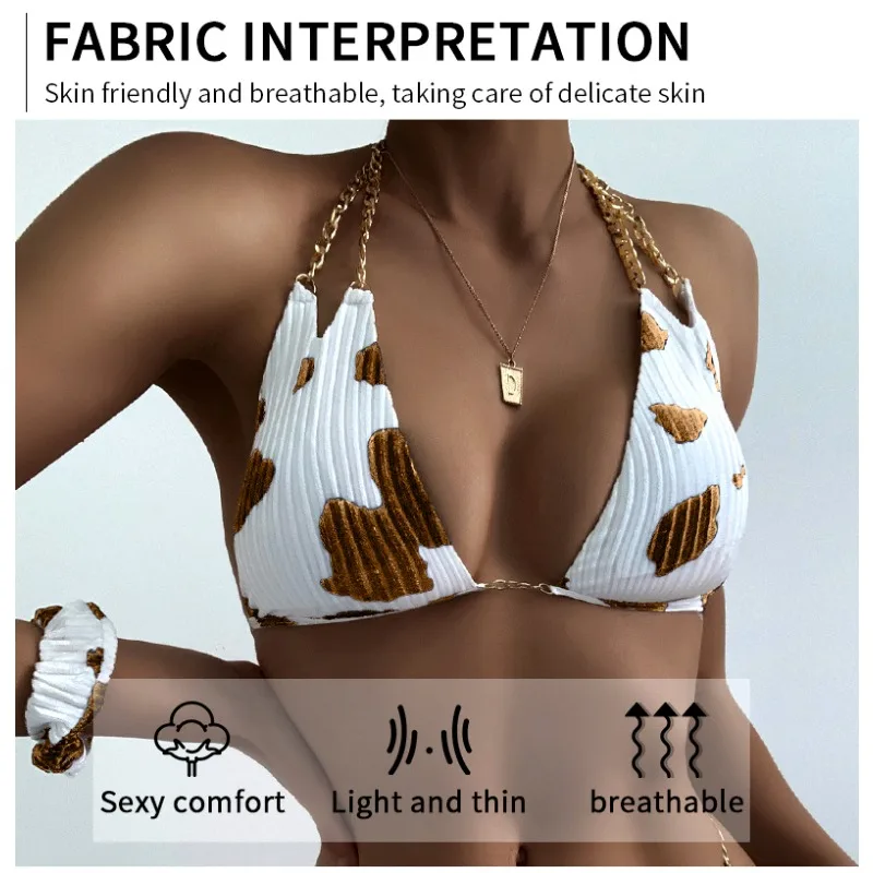 Sexy Woman Family Swimwear 2 Piece Beachwear Swim Suit Sexy Cow Velvet Swimsuit Bikini