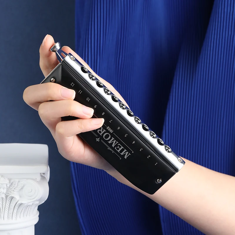 Chromatic Harmonica 12 Holes Deluxe Harmonica C Key with Slider and Valve 12 Hole 48 Tone for Adults Beginners Students chromatic harmonica mouth harp