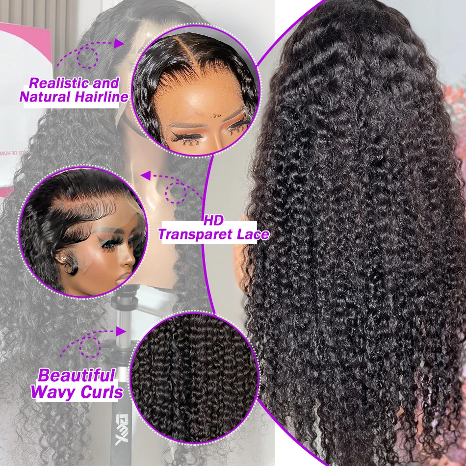 40 42 Inch Curly Lace Front Human Hair Wigs 13x4 13x6 Deep Wave Frontal Wig Women Full 250% Brazilian lace front wig human hair wigs human hair wig front lace wig