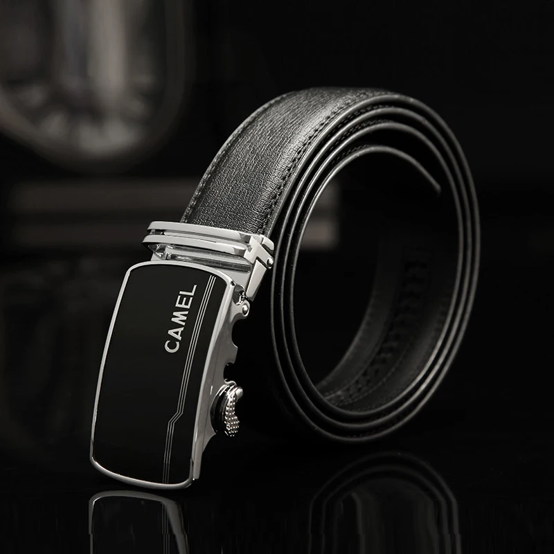 GOLDEN CAMEL Leather Men's Belts Fashion Brand Luxury Casual Belt Man Black Automatic Buckle Belt for Men Business 110-130cm