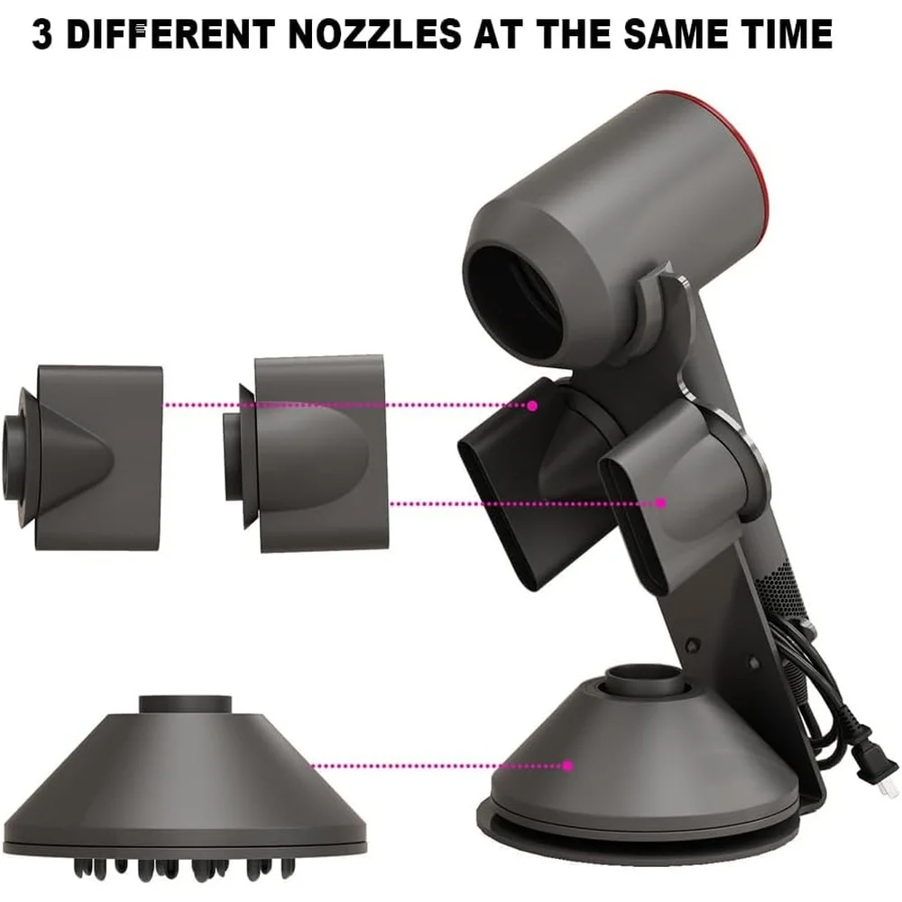 Sef8162b7df4d4a46abf49ca7de660f27Y Hair Dryer Stand Holder Dyson Supersonic Organizer Aluminum Alloy Bracket Nozzle Attachments Storage Magnetic Heat Resistant No Mallzona