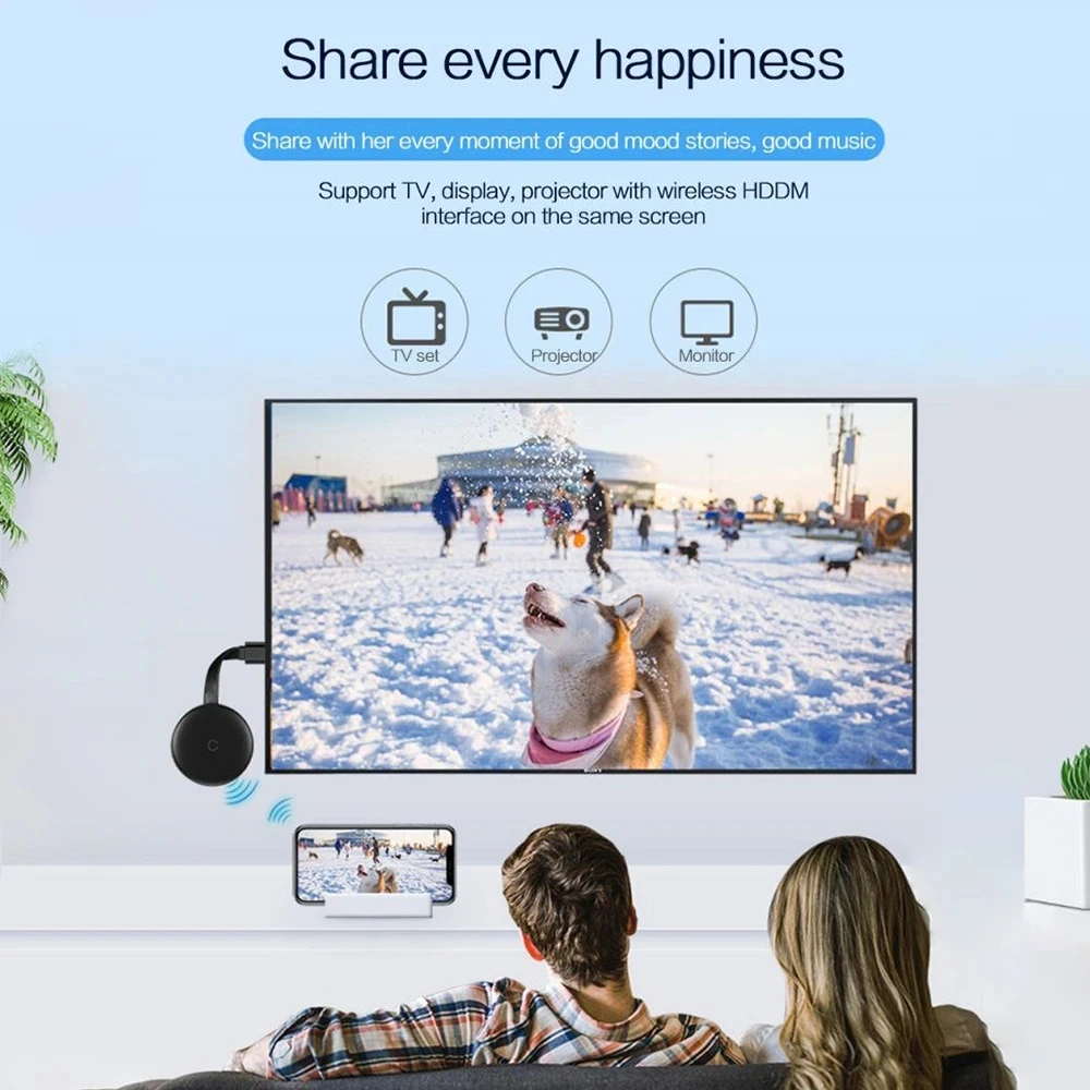 Wireless WiFi Display Dongle TV Stick Screen Mirroring 1080P G12 TV Stick for Chromecast 4K HD HDMI-Compatible Media Player