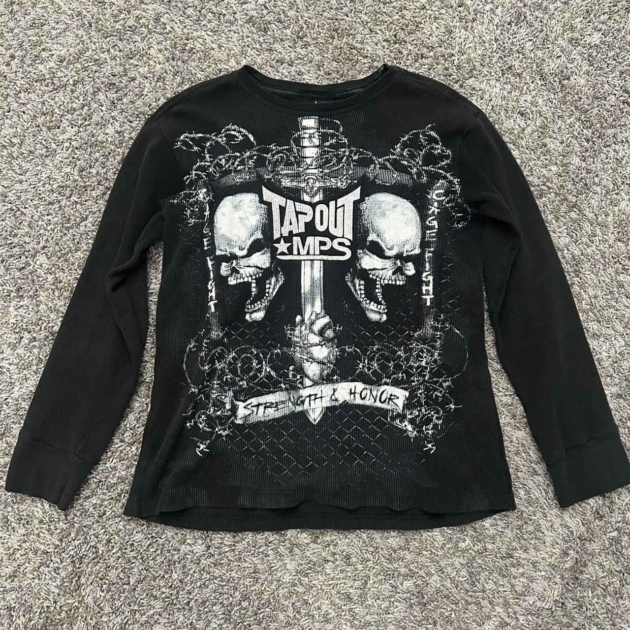 Y2K Oversized Long Sleeve Tapout T-Shirt Hip Hop Gothic Streetwear