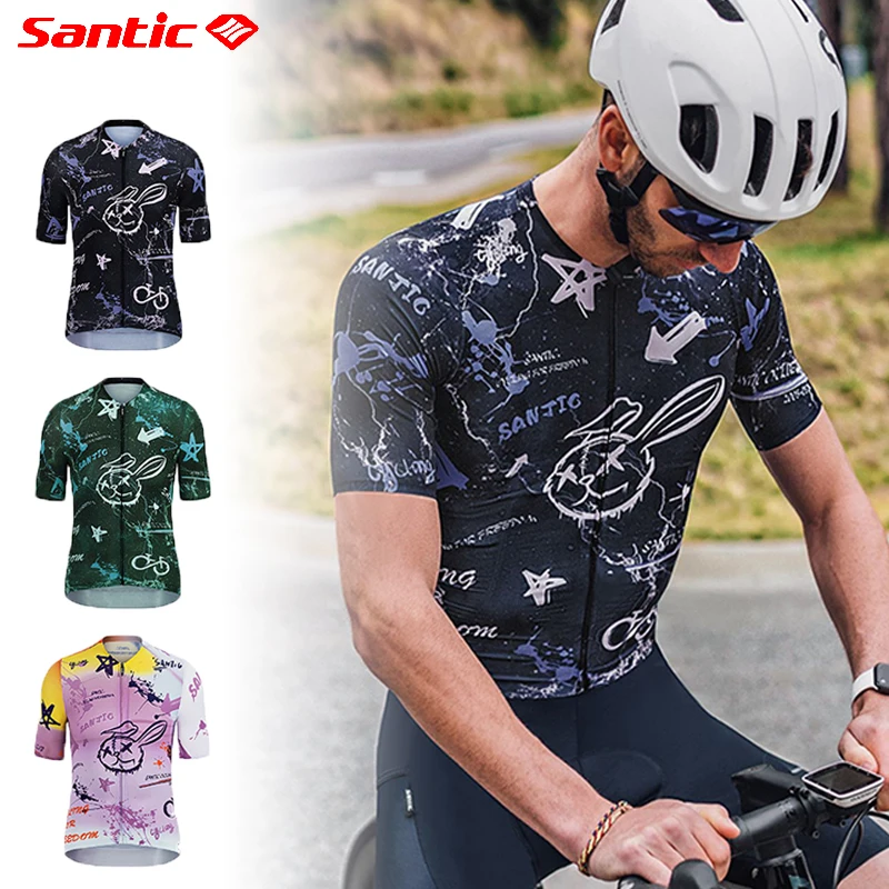

Santic Short Sleeve Cycling Jersey Spandex Quick Dry Bicycle Clothing Breathable Cycling Shirt Elastic Sports Jersey Men Women