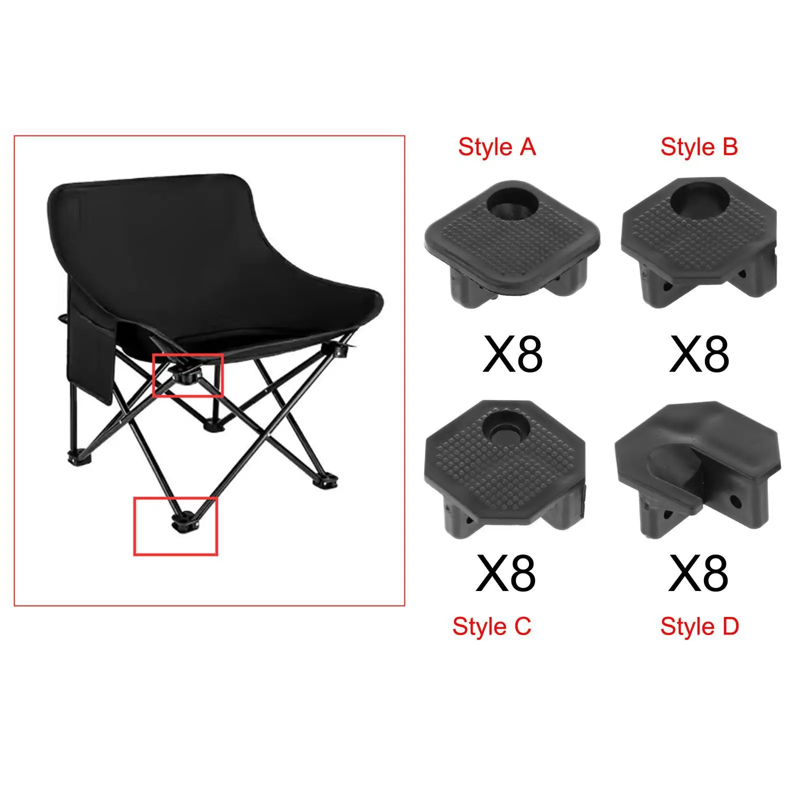 8x Camping Chair Connectors Waterproof Replace Camping Furniture Parts for Outdoor Camping Table Backpacking Chair Camp Chair