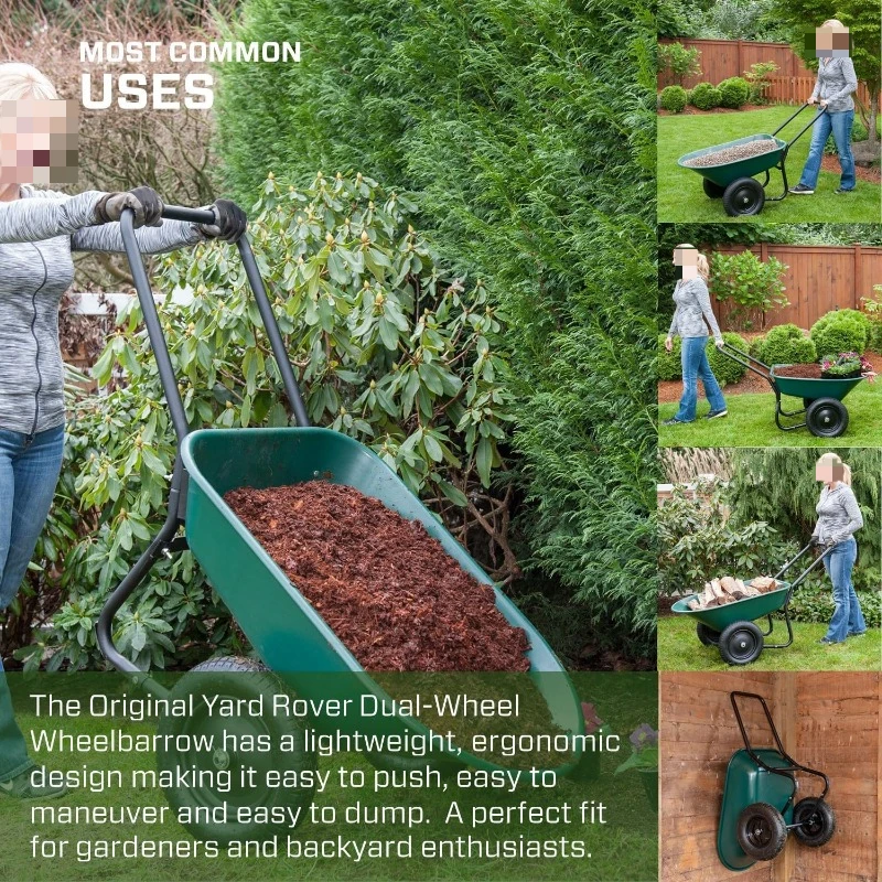 The Original Yard Rover Dual-Wheel Home Garden Wheelbarrow Cart