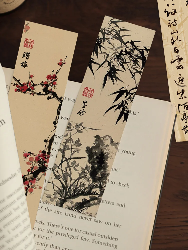 30-Piece Set of Classical Chinese Ink Painting Bookmarks