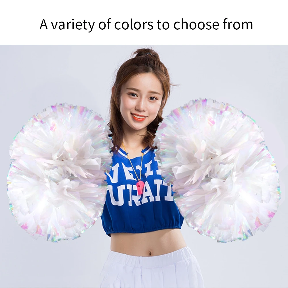 Flower Ball Cheerleader Pom Poms Flower Ball Handle 1PC Rainbow Colorful Refueling Props cheerleading pom poms