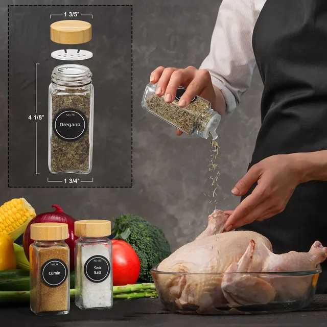 5/12 pezzi barattoli di spezie in vetro con coperchio in bambù contenitori per condimenti per spezie sale pepe agitatori organizzatore di spezie Set di barattoli per spezie da cucina 2