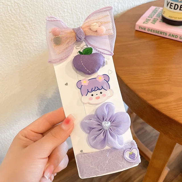 Coffee Warm Color Cute Cartoon Princess Hairpins Children Girls Kid Hair Clips Barrettes Accessories Hairclip Headwear Headdress purple