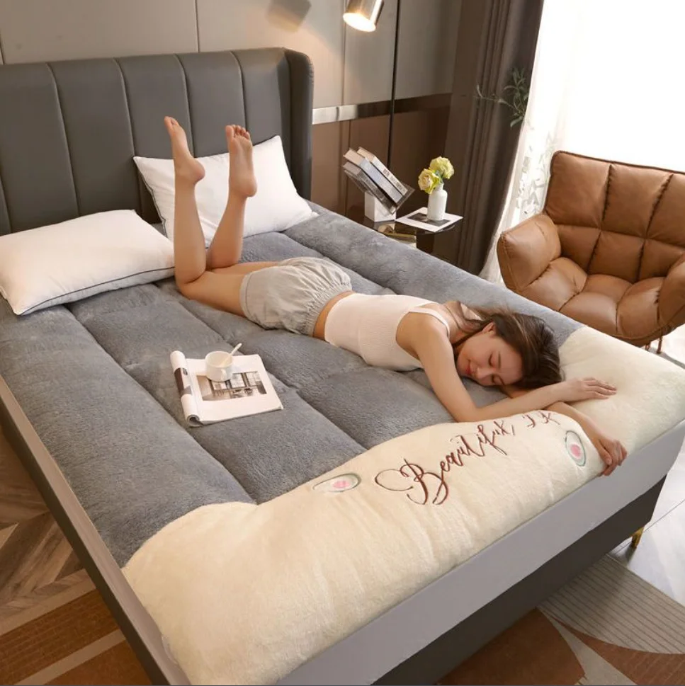 Mattress Topper Sleep Mattress Soft Mattress Filled With Feather Velvet Dormitory Thick Pad Twin Bed Home King Queen Bed Foldable Mattress Japanese Tatami Mat
