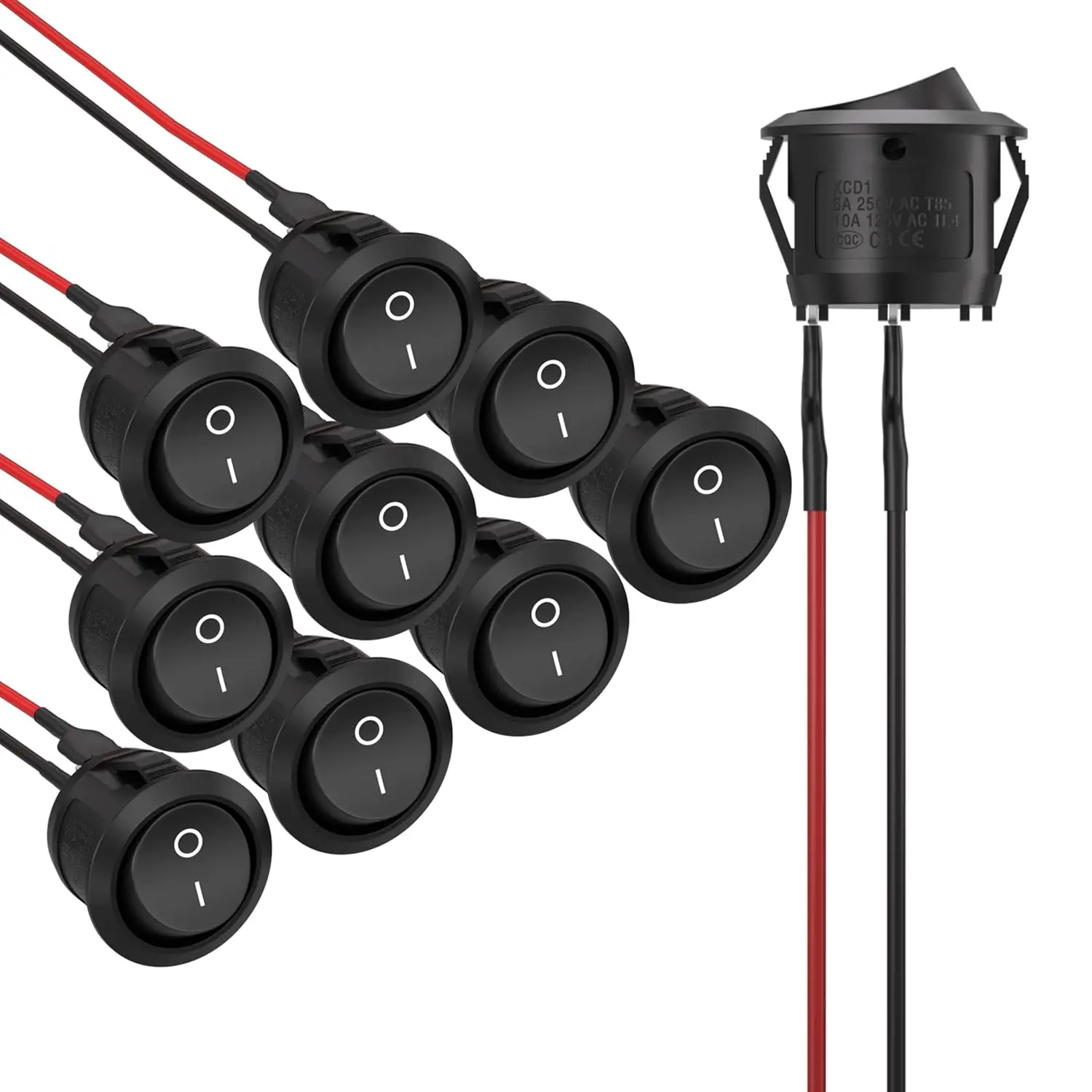Mini Round Rocker Switch 5/10pcs 15mm Spst Open/Off 12V Dc Power Supply Easy to Install Durable Nylon and Terminal