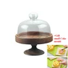 Living Room Cake Wooden Tray Acacia Wood Fruit Tray Glass Cover Dust Proof Dessert Dessert Table Fruit Storage Tray 5