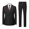 Khaki Pinstripe Men Double-Breasted Suit Two Piece, Wedding Party, Business Dress, Jacket and Pants, Blue, Red, Gray, Male Sets 4