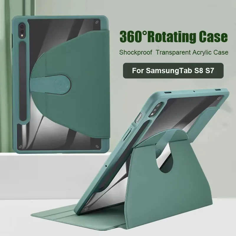 Capa Inteligente para Samsung Galaxy Tab Caixa de Rotação de 360 ° s8 s7 s9 Plus fe 124 s7 s8 s9 11 s Pen Holder