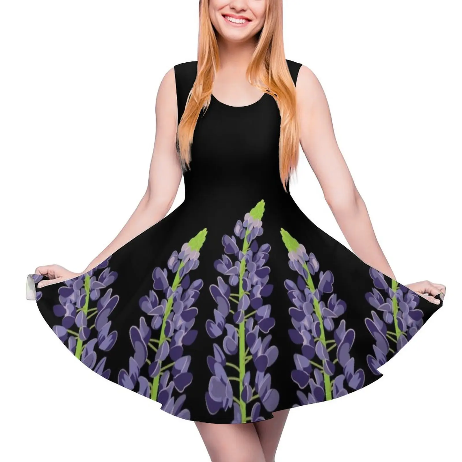 Texas Bluebonnet Flowers - Purple Floral Artwork Sleeveless Dress summer dress womens summer dress 2024