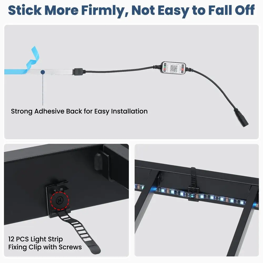 Floating Bed Frame Queen Size with Hidden LED Lights Adjustable Brightness No Box Spring Needed Metal Platform with Storage 6