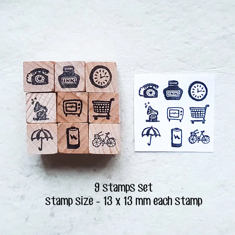 Wooden Stamps Mini Stamp Scrapbooking Daily Life Journaling Supplies Tiny Cute Wooden Stamps