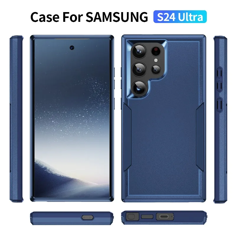 Coque de téléphone portable antichoc de luxe en TPU + PC souple et rigide avec double protection pour Samsung S24 23 22 21Ultra_voghion.com