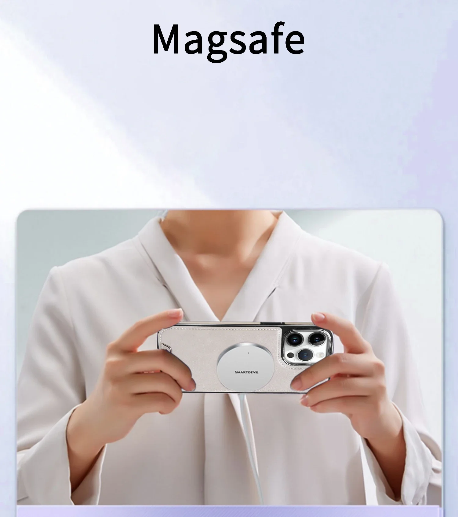 Luxury Leather Magnetic Phone Case with Hollow Logo and Wireless Charging Compatibility