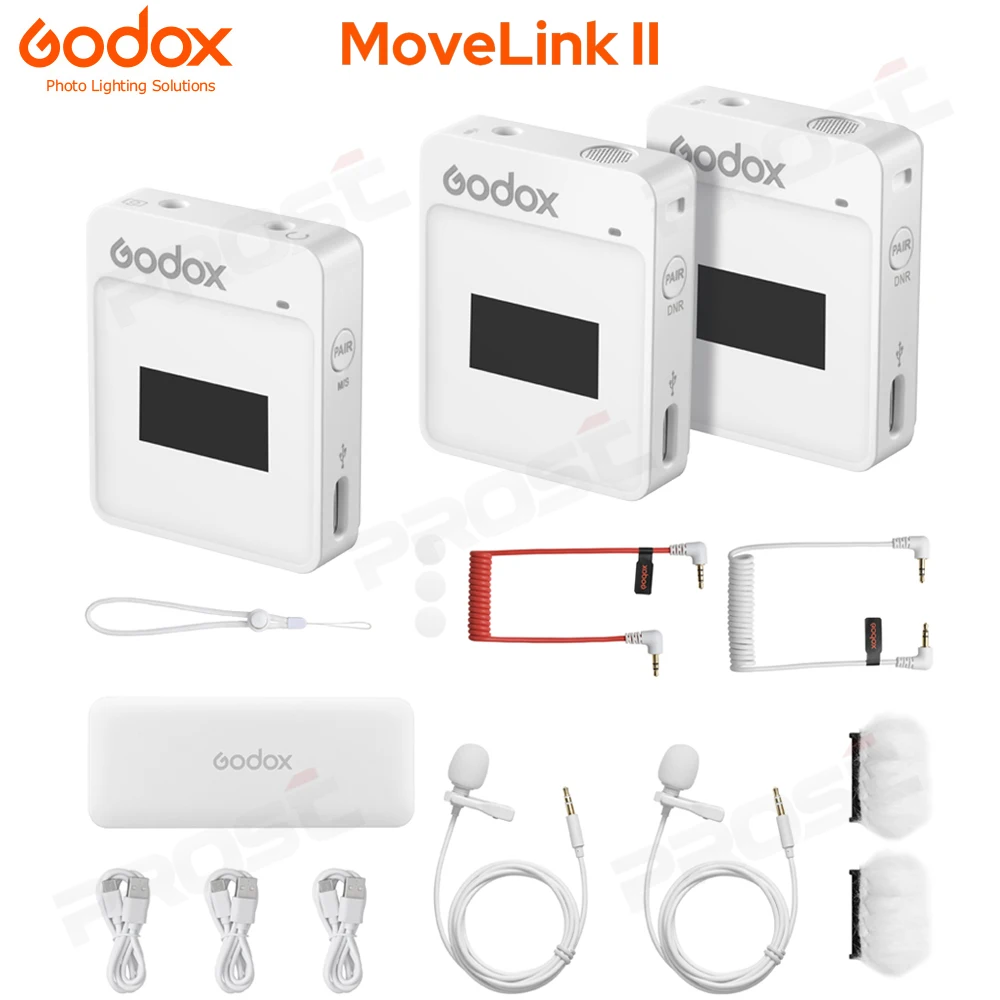 

Godox MoveLink II M1 M2 2.4GHz Wireless Lavalier Omnidirectional Microphone Transmitter Receiver for Phone DSLR Camera Smartphon