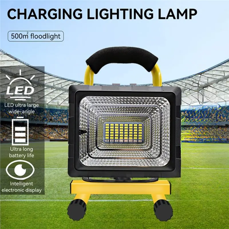ABKS-100W LED 야외 투광등 휴대용 비상 조명 밝기 조절 가능 백색광 캠핑 텐트용 충전식