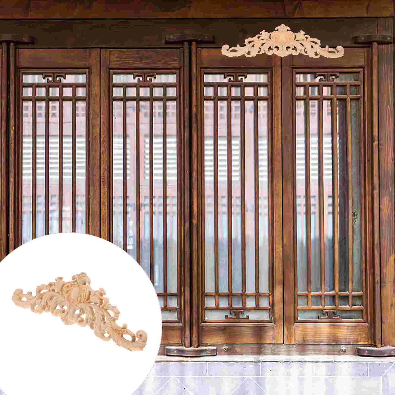 

Home Decor Decorate Wood Carved Applique Door Decorations Onlay Doors Accessories