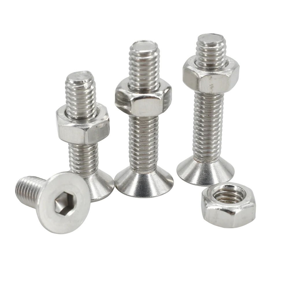 Screw Bolt Nut Set DIN7991 Allen Key Head M2-M6 304 Stainless Steel Hexagon Hex Socket Flat Countersunk Head