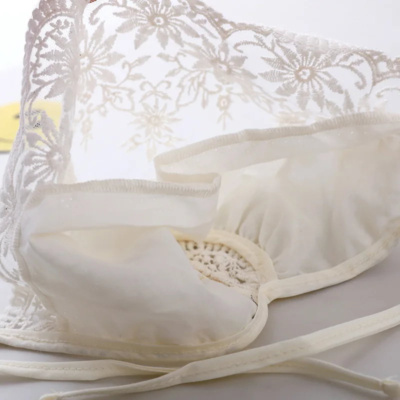 Lace Flower Baby Bonnet Floral Embroidered Cotton Soft Mesh Newborn Baptism Christening Hat Infant Girl Cap Kids Hat Accessories