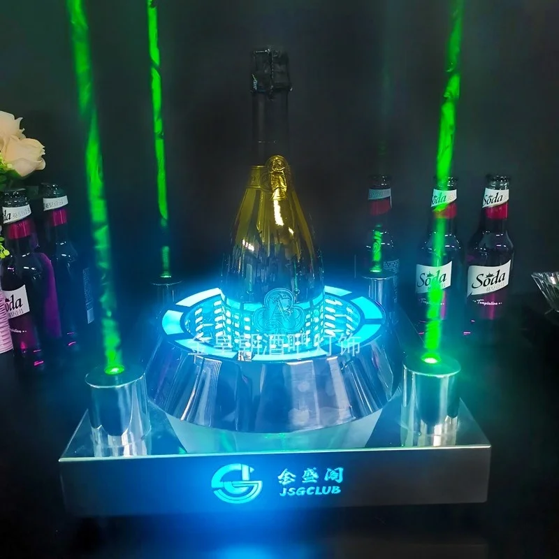 

Customized Rechargeable LED Ace of Spade Case Champagne Bottle Case for Wedding Night Club Party Lounge Bar
