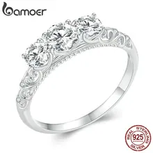 BAMOER 1.1CTTW 라운드 모이사나이트 18K 금도금 반지 여성용, D 컬러 VVS1 EX 랩 다이아몬드 약혼 925 스털링 실버 반지