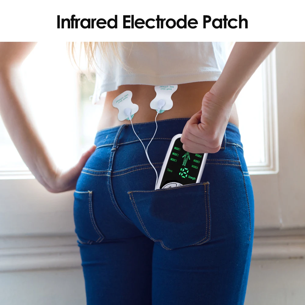 Portable White EMS TENS Massager Machine 6 Modes
