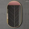 Golden Oval Bath Mirrors Wall Mounted Toilet Dressing Table Makeup Mirror Aluminum Alloy Bathroom Mirror Bathroom Home Decor 2