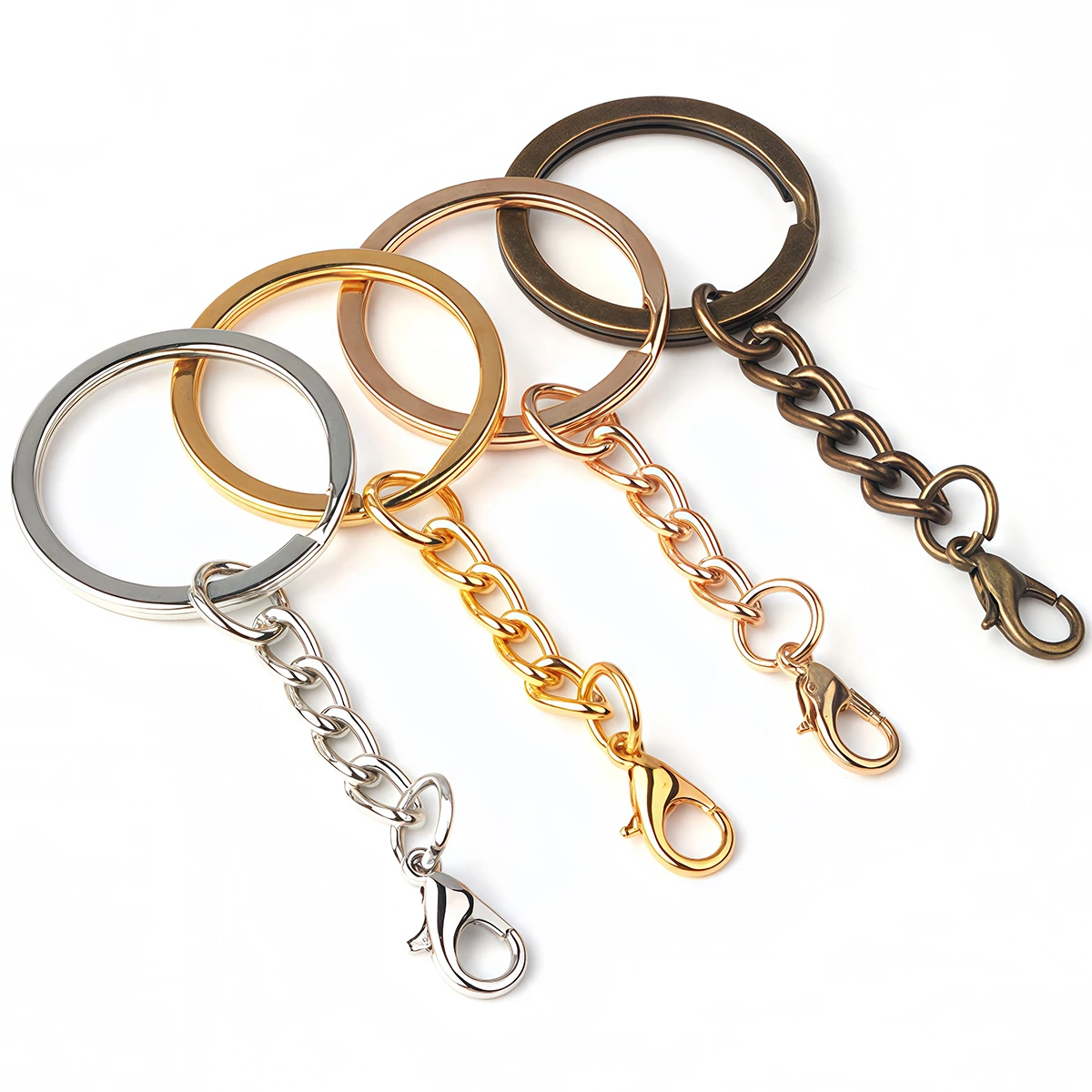 5/10 Stück 30 mm Metall-Schlüsselanhänger mit Karabinerverschlüssen für die Schmuckherstellung, Schlüsselanhänger, Anhänger, Verbindungstüten, Haken-Zubehör – Detail 1