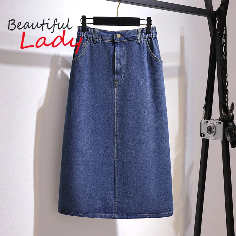 Summer Plus Size Skirts Womens 2022 Knee Length Denim Skirt Large Size