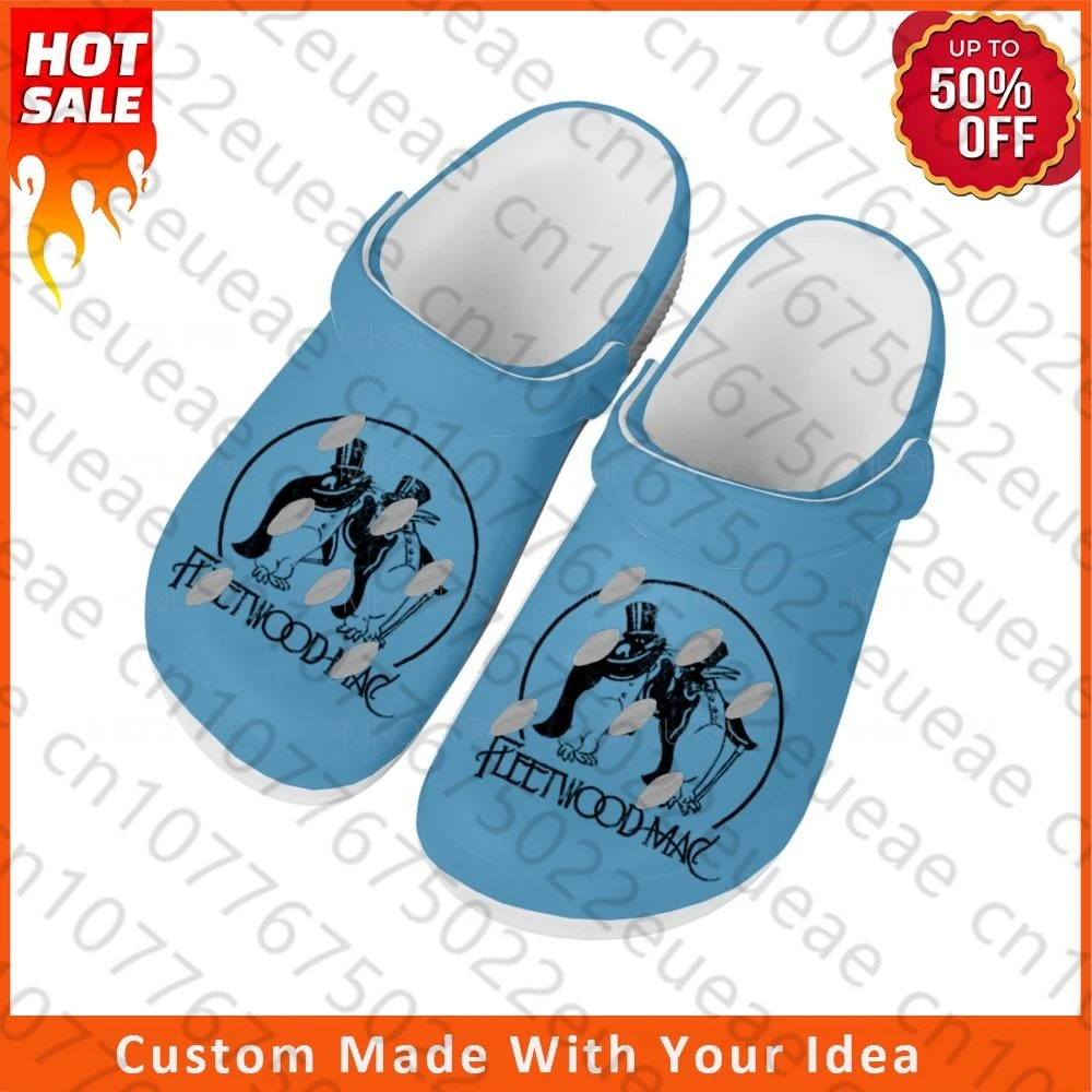 

Тапки для дома Fleetwood Mac Pop Rock Band, обувь для воды на заказ для мужчин и женщин, подростков, дышащие шлепанцы с отверстиями для пляжа, белые